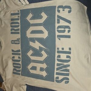 AC/DC Men's Large Rock & Roll White and Blue Tee NWT